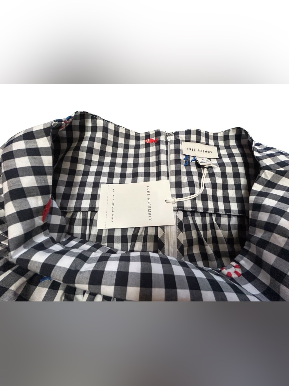 Black & White Gingham A-Line Skirt with Subtle Embroidered Accents - Picture 13 of 16